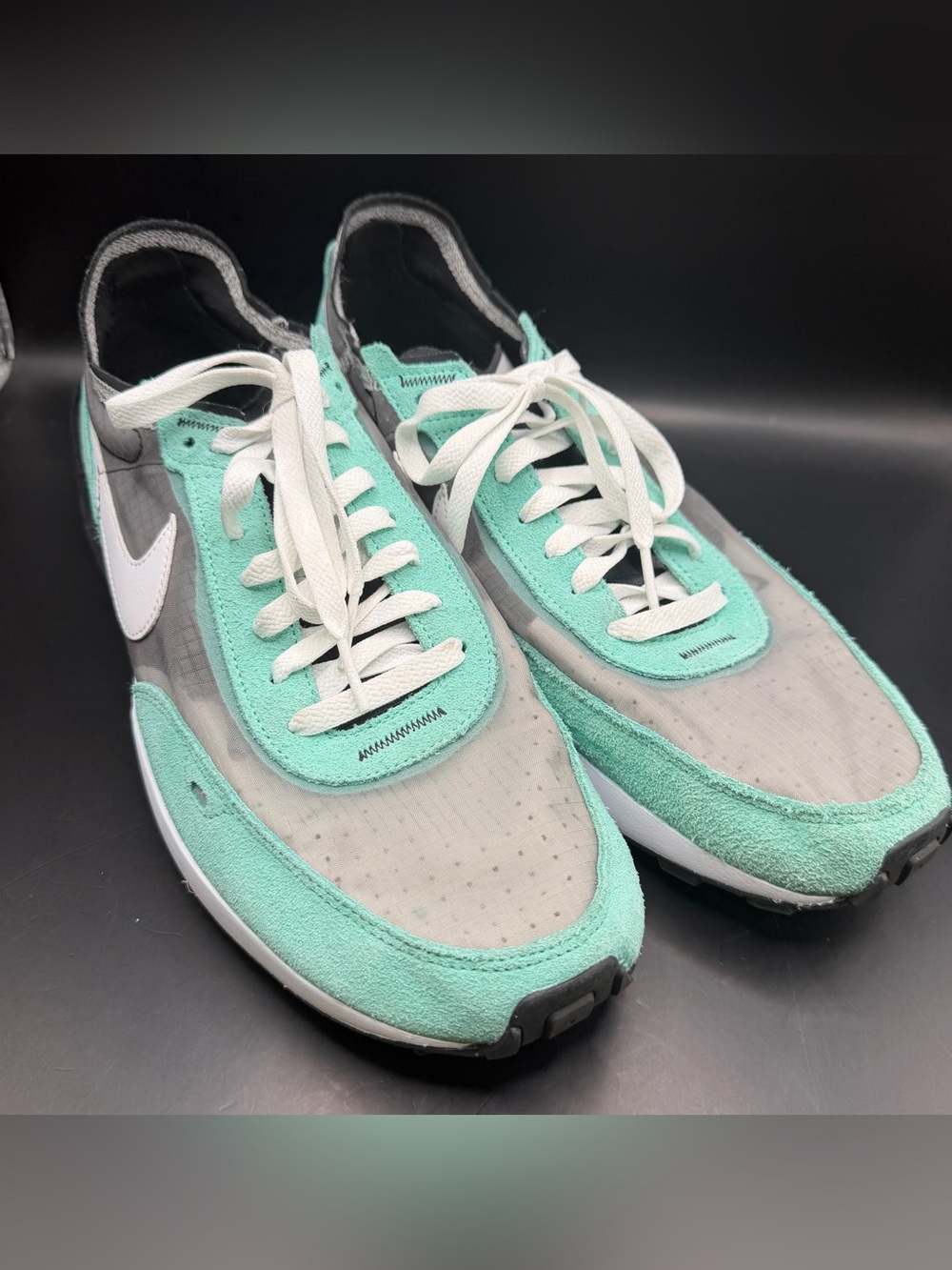 Nike - Men's Waffle One Mint Green & Gray Mesh Sneakers- Size:11